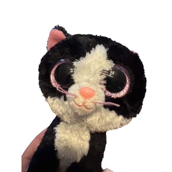 Ty Beanie Boo Pepper Plush Black & White Cat Stuffed Animal With Sparkling Eyes - Picture 1 of 6